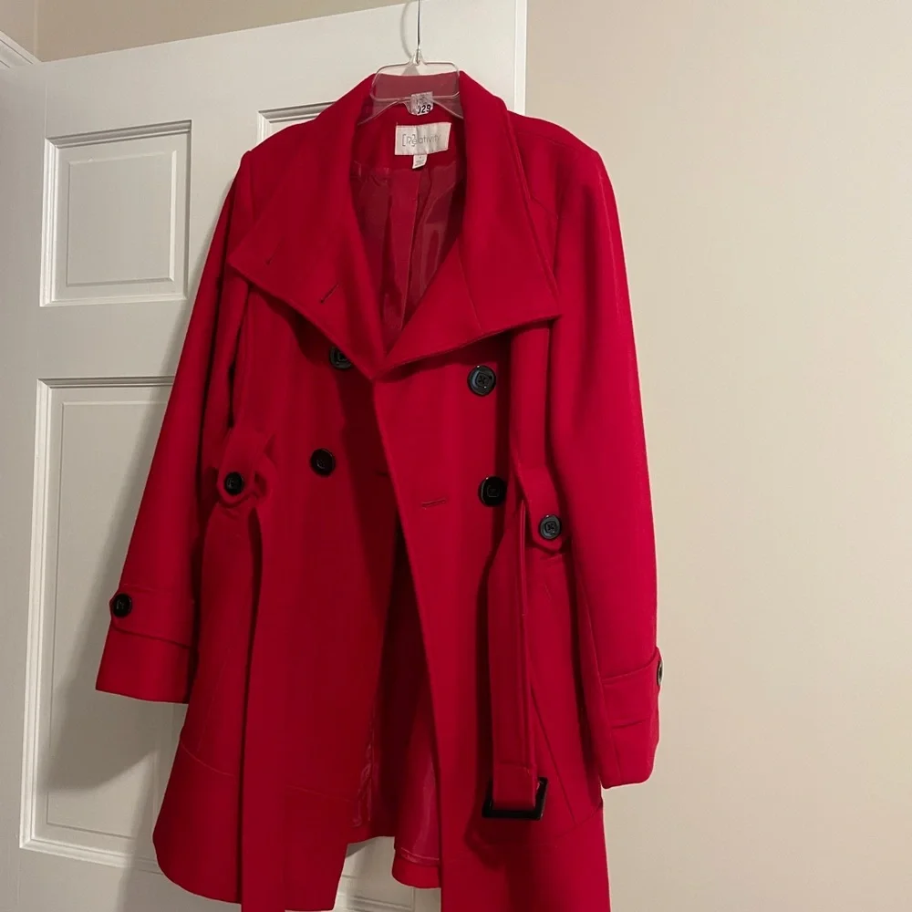 Relativity Vibrant Red Peacoat - Picture 2 of 4